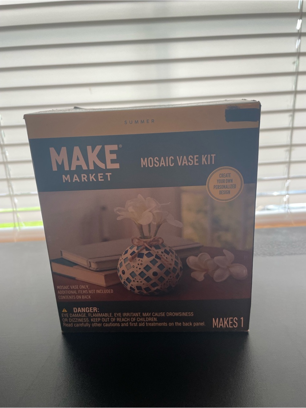 MAKE Market Mosaic Vase Kit - Blue and white